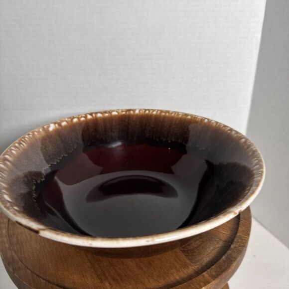 Vintage Art Pottery Brown Drip Glazed Round Vegetable/Serving Bowl 8.25”x2.5” - Picture 1 of 7